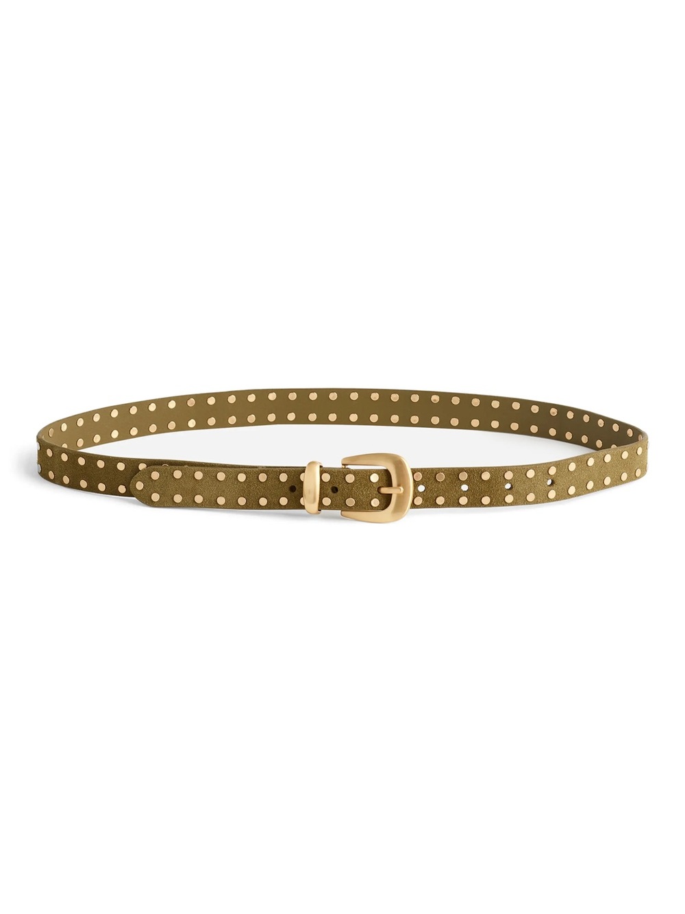 Madewell Olive Suede Skinny Belt with Gold Dot Accents